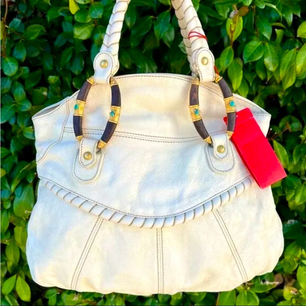 Valentino gravani white leather hobo handbag